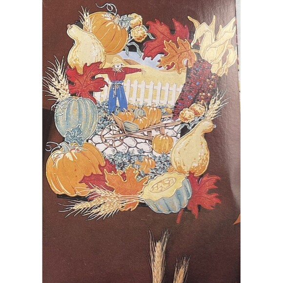 Vtg Daisy Kingdom BOUNTIFUL HARVEST #6947 THANKSGIVING FALL No Sew Appliques 2pc - Picture 2 of 3